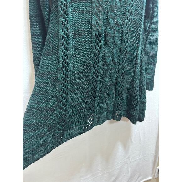 Boho Knit Sweaters (2) S/M Dark Green/Tan/Black Cowl Neck Foldover Cozy Cottage - Picture 6 of 12